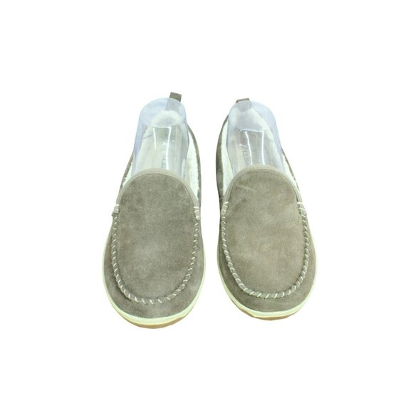 LL Bean Cement Suede Slip-On Mountain Moccasin Fleece Lined Slippers Size 8 M - Picture 5 of 10